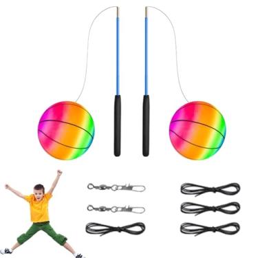 Imagem de Bolas de recesso, bola de playground - Bolas de queimada de -íris para playground de 7 polegadas - Conjunto versátil de bolas e cordas, handebol infantil, jogos de bola ao ar livre para crianças e adu