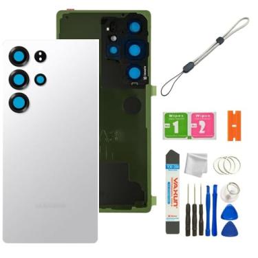 Imagem de Compatível com Galaxy S25Ultra Capa de vidro traseira à prova d'água com lente de vidro da câmera e peças de substituição de fita para Samsung Galaxy S25Ultra 5G + ferramentas (Whitesilver)