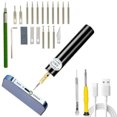 Imagem de Remoção de parafusos danificados para celular, recarregável, kit extrator de parafuso quebrado para iPhone, ferramenta de reparo de celular, cabeças de esmerilhamento de 4 tamanhos, extrator de