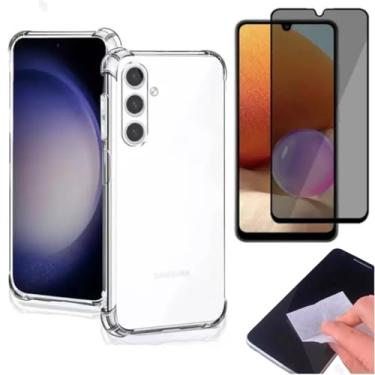 Imagem de [GL CASES] Kit Capa Samsung Galaxy M14 Case Capinha Anti Impacto Reforçada Silicone Transparente Flexível Proteção De Câmera + Pelicula Samsung Galaxy M14 De Privacidade Vidro Anti Spy Espião