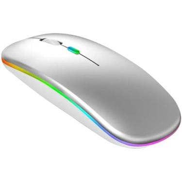 Imagem de Mouse Sem Fio Recarregável, LED RGB, Bluetooth 5.0, Click Silencioso, Design Ultrafino, Bateria USB, Alcance 10m
