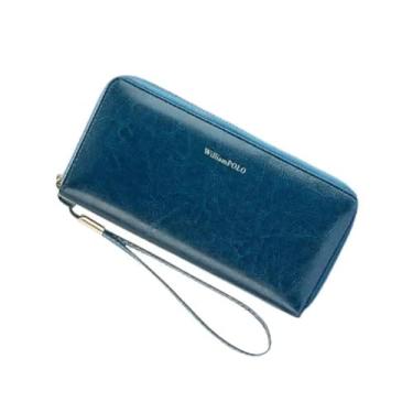 Imagem de Carteira Feminina Williampolo Luxo Couro Legitimo Antifurto (Azul Petroleo)