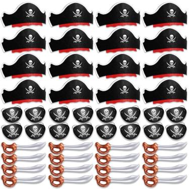 Imagem de Conjunto de festa pirata Legigo Funny 48 unidades com chapéus e tapa-olhos
