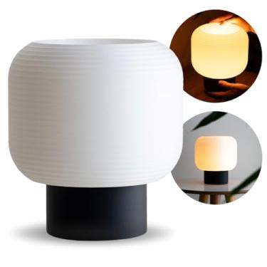 Imagem de Luminária de Mesa Branca Abajur para Quarto Sala Cabeceira e Escritório Base Preta Modelo Exclusivo