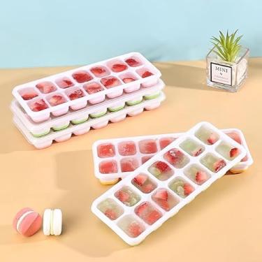 Imagem de Bandeja caseira de silicone para cubos de gelo, sorvete e freezer, ferramenta para fazer gelo (verde, 1 pacote com 14 cavidades)