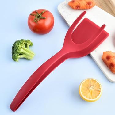 Imagem de Espátula de cozinha 3 em 1 – virador de ovos, levantador de bife e pancake flipper vermelho