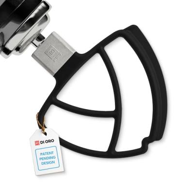 Imagem de Batedor de borda flexível da série sem costura DI ORO para batedeira de cabeça inclinada KitchenAid - Pá de batedor plana de 4,5 a 5 litros - Bordas de silicone flexíveis para raspar e misturar