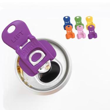 Imagem de Abridor de latas de plástico portátil de 6 peças – fácil de segurar, compacto e leve, abridor de latas de refrigerante adequado para cola, cerveja, água com gás, cor aleatória