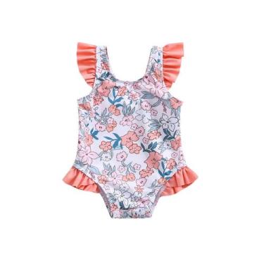 Imagem de Maiô Aimaopao Ruffle One-Piece Pink Flowers 6-12M