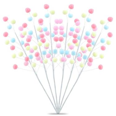 Imagem de 6 peças de decorações de Natal pastel e palitos e sprays de feltro para árvore de Natal, enchimento e decoração festiva de árvores (cores pastel)