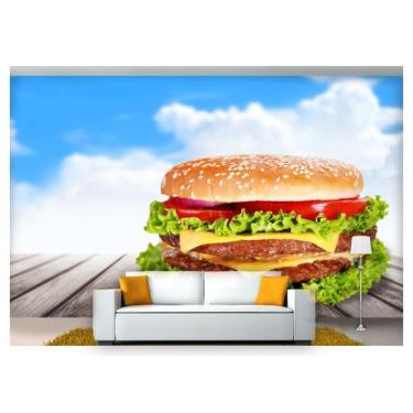 Imagem de Papel De Parede Chesseburguer Queijo Carne 3D Al130 - Você Decora