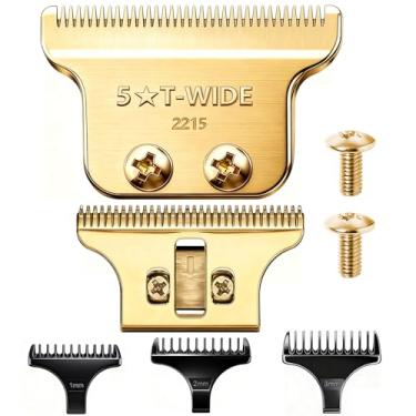 Imagem de Lâminas largas ajustáveis de substituição 2215 compatíveis com Wahl 5 Star Serise Detailer Li Trimmer 8081 e 8171 modelos (dourado)