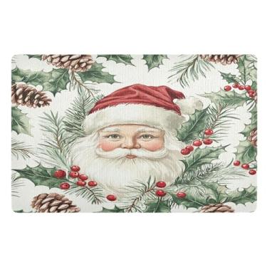 Imagem de SEHANY Tapete de porta de inverno Papai Noel Natal para todos os climas, impermeável, secagem rápida, bem-vindo, tapete de entrada antiderrapante, tapete decorativo de poliéster para entrada, varanda