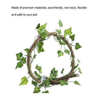 Imagem de Generic Ramo de Escalada para Répteis, Rotim Flexível para Lagartos, Camaleões, Geckos, Decoração de de Videira de 3,28 Pés para Tanque de Peixes, Aquário, Caixa de Répteis (Rattan + folha de hera)