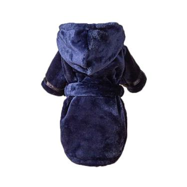 Imagem de Toalhas de microfibra para cães para secar cães grande toalha média pequena absorvente roupão para animais de estimação roupas de gato com capuz macio confortável fofo (azul, 2GG)