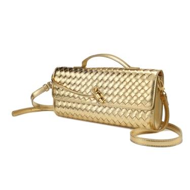 Imagem de CuteClear Bolsa clutch de tecido para mulheres, bolsa tiracolo de couro PU para noite, formal, casamento, festa, Dourado