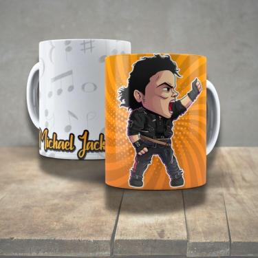 Imagem de Caneca De Porcelana 325ml Decorada ícones Da Música Michael Jackson 2