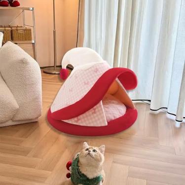 Imagem de Generic Cama tipo tenda para cães e gatos, prática, portátil, respirável e confortável, com almofada interna para cães, gatos, gatinhos animais de pequeno, 48cmx48cmx42cm
