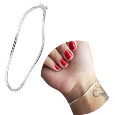 Imagem de Prata 925 Bracelete prata 925 legítima ondulado barra quadrada rígido 
