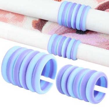 Imagem de Pacote com 2 suportes de rolo de lona de pintura de diamante, 2 tamanhos, organizador de anel de lona antiderrapante para kits de arte de diamante para adultos, facilmente enrole e armazene ferramenta