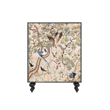 Imagem de Sapateira Retrô Flor e Pássaro Armário de Sapatos de Entrada de Madeira Sapateira de Entrada, Armário de Armazenamento Integrado Sem Instalação Armário Prateleira de Sapatos para Armário