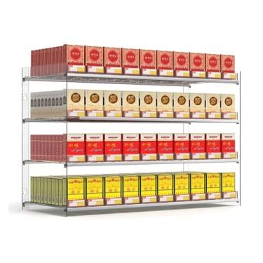 Imagem de Suporte de exibição de empurrador de cigarro automotivo - vitrine transparente de acrílico, organizador retangular de várias camadas para supermercados, rack de exibição de cigarros (62,5 x 29 x 49,7