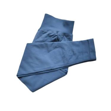 Imagem de tincolia Leggings femininas apertadas boca boca flare sem costura calças de ioga push up esportes banda baixa nervurada fitness meia-calça cinza ardósia-M