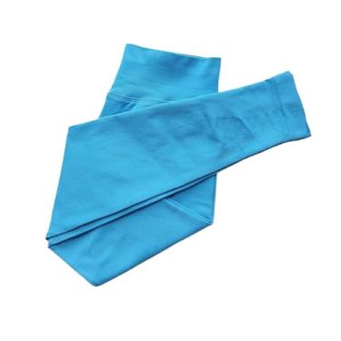 Imagem de tincolia Leggings femininas apertadas boca boca flare sem costura calças de ioga push up esportes banda baixa nervurada fitness meia-calça - Bluepeafowl-G