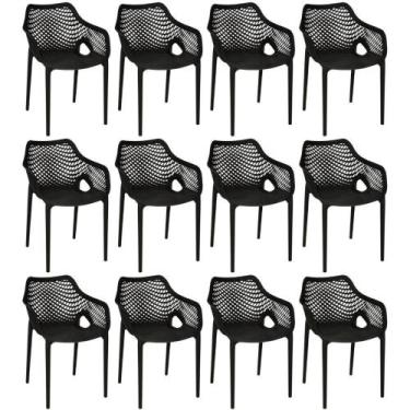 Imagem de Kit 12 Cadeiras De Jantar Design Suits Com Braços Empilhável Em Polipr