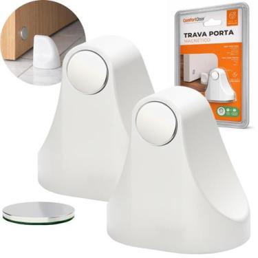 Imagem de Kit 2 Trava Porta Magnético Fixador Adesivo 3m Comfortdoor cor:branco 