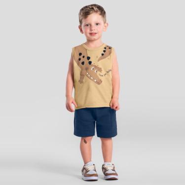 Imagem de Conjunto infantil menino estampado de jacaré Brandili-Masculino