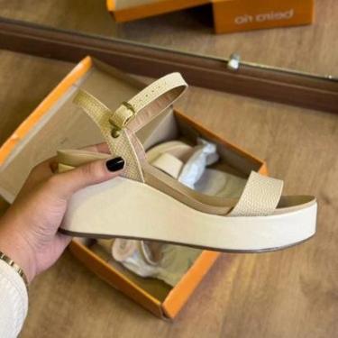 Imagem de Sandália Anabela Feminina Beira Rio 8407.135 - Creme-Feminino