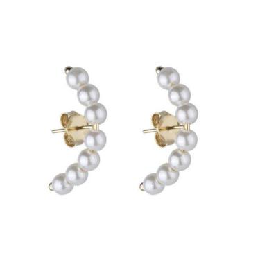 Imagem de Brinco Ear Hook Pérolas Banho Ouro - Bruna Moreschi