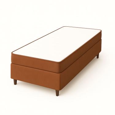 Imagem de Base Box Solteiro Marrom + Colchão D23 Solteiro 88x188x12 Marrom– Conjunto Premium!