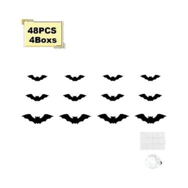 Imagem de Decoração De Halloween Com Morcegos E Aranhas, Adesivos De Parede 3D C