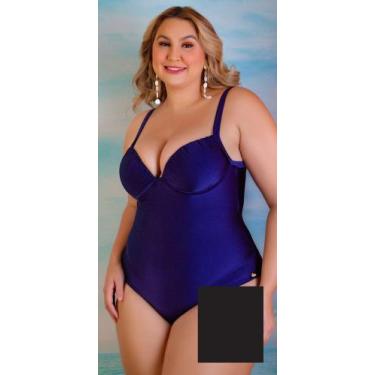 Imagem de Maiô Plus Size Liso Com Bojo Detalhe Costas -  Sol e Água, Preto, 50