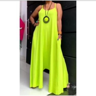 Imagem de Macacão feminino longo flare - KLS CONFECÇÕES, Verde lima, P veste 38/