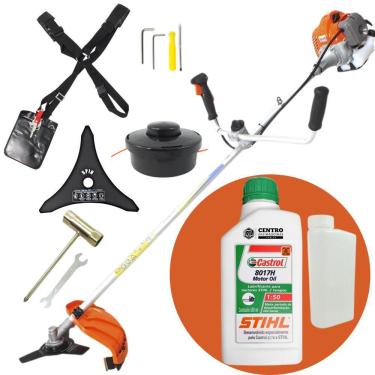 Imagem de Roçadeira Profissional Vulcan VR430P á Gasolina 2T 43cc 1,7hp Robusta e Econômica com Lâmina 2 Pontas + Óleo Lubrificante 2 Tempos Stihl 500ml