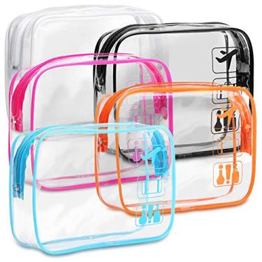 Imagem de Bolsa de higiene pessoal transparente, pacote com 5 unidades de tamanho 1/4 de sacola de higiene aprovada pela TSA, bolsa de cosméticos de maquiagem para viagem para mulheres, masculina,