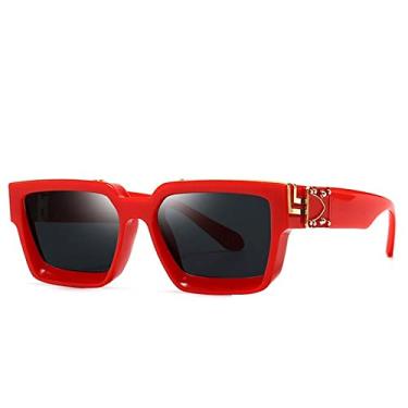 Imagem de Óculos de sol quadrados superdimensionados femininos de luxo masculino óculos de sol vintage designer uv400 retro óculos com estojo, 6, Z