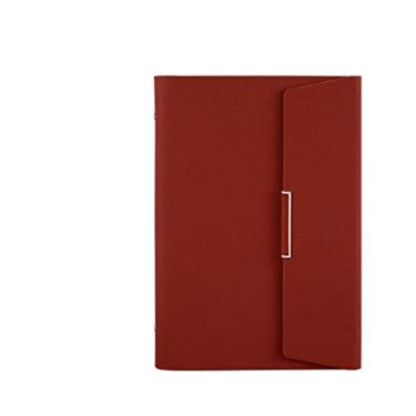 Imagem de Caderno espiral de couro A5 de capa dura organizador 6 pastas para escritório papelaria empresarial bloco de notas caderno, marrom, 4 peças
