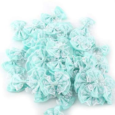 Imagem de Apliques de laço, 50 peças, mini laços de fita de cetim, laço artesanal de renda, para roupas, saias, faixa de cabeça, meias para embrulhar presentes, decoração de casamento (verde)
