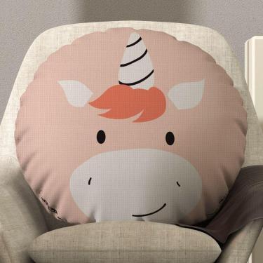 Imagem de Almofada Redonda Avulsa Bichinhos 45cm X 45cm Unicornio