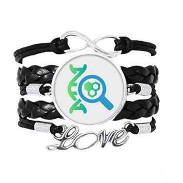 Imagem de OFFbb-USA Pulseira gene de estrutura molecular com lupa, acessório de amor, pulseira de couro torcido para presente