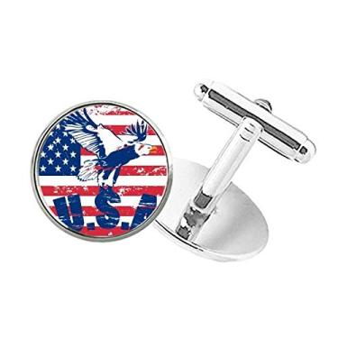Imagem de DIYthinker Abotoaduras de pressão com botão redondo de águia Haliaeetus leucocephalus bandeira da América