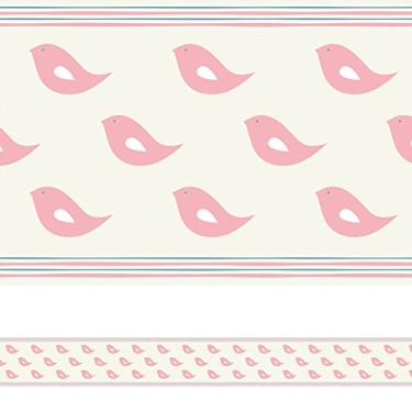 Imagem de Faixa Adesiva Passarinho Rosa para Quarto de Menina 3mx15cm