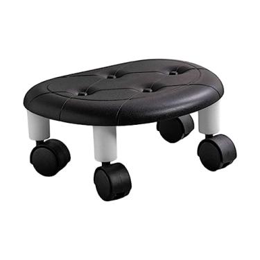 Imagem de Generic Banco de assento de rolo baixo móvel de para os pés portátil confortável banco de rolamento de baixa altura tamborete de roda, PRETO