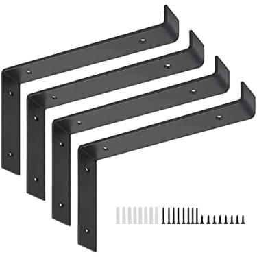 Imagem de 4 Pcs Shelf Bracket For Kitchen Closet - Thicken Floating Shelves Brackets - Wall Hanging Shelves Support - For DIY Storage And Display - Shelves Brackets For Garage,Preto,L 150 X H 150 Mm (6X6in)