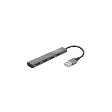 Imagem de Hub Trust Halyx, 4 Portas USB 2.0, Ultra Compacto, Conexão USB, de Alumínio, - 23786