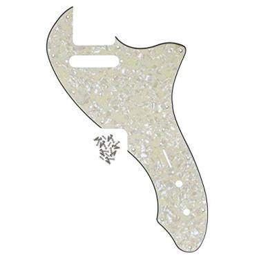 Imagem de IKN Tele Thinline Pickguard placa de proteção de guitarra com parafusos de ajuste 69 Telecaster Thinline Re-issue Guitar Part, 4Ply Aged Pearl